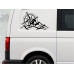 2x Large Compass Mountain Decals for Camper Vans, Caravans & Motorhomes - Fits VW T6, Transit, Ducato etc