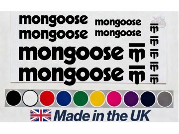 13pc Mongoose Bike Frame Decal Set - Premium Replacement Stickers for Mongoose BMX Cycles 13pc Mongoose Bike Frame Decal Set - Premium Replacement Stickers for Mongoose BMX Cycles