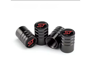Ford-Compatible ST Valve Dust Caps Type 2 - Set of 4 | Fits Fiesta, Focus, Puma, Kuga & More Round Ford-Compatible ST Valve Dust Caps Type 2 - Set of 4 | Fits Fiesta, Focus, Puma, Kuga & More Round