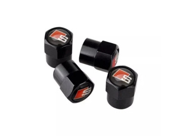 Set of 4 Audi S Line Valve Caps - Premium Universal Alloy Wheel Tyre Air Dust Covers for Audi Models