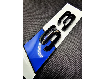 Gloss Black/Blue Audi S3 Tailgate Badge - Rear Boot Emblem Lettering 