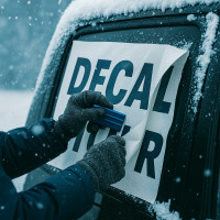 Applying decals in winter
