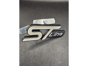 White & Black ST Line Front Grille Badge for Ford | Gloss Finish | Fits Focus, Fiesta, Kuga, Puma, Mondeo
